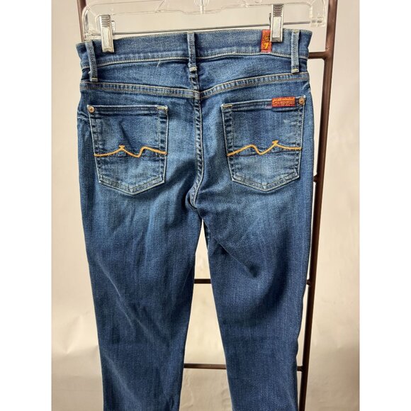 7 For All Mankind Kaylie Jeans Flared Leg Mid-Rise Denim Blue Womens Size 27 - Picture 6 of 16